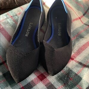 Rothy's Black Flats with Blue Accents